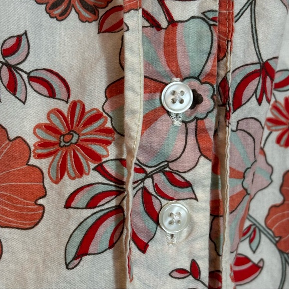 Roberta Freymann 100% Cotton Floral Blouse Size L - Picture 6 of 10